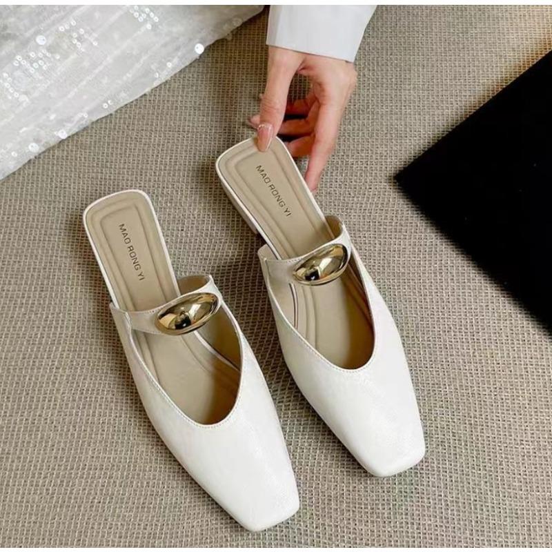 Fashion New Popular Summer Women's Cover Toe Mules Slippers Elegant Dress Slip-On Slides Shoes Comfortable Ladies Footwear Zapatos Mujer