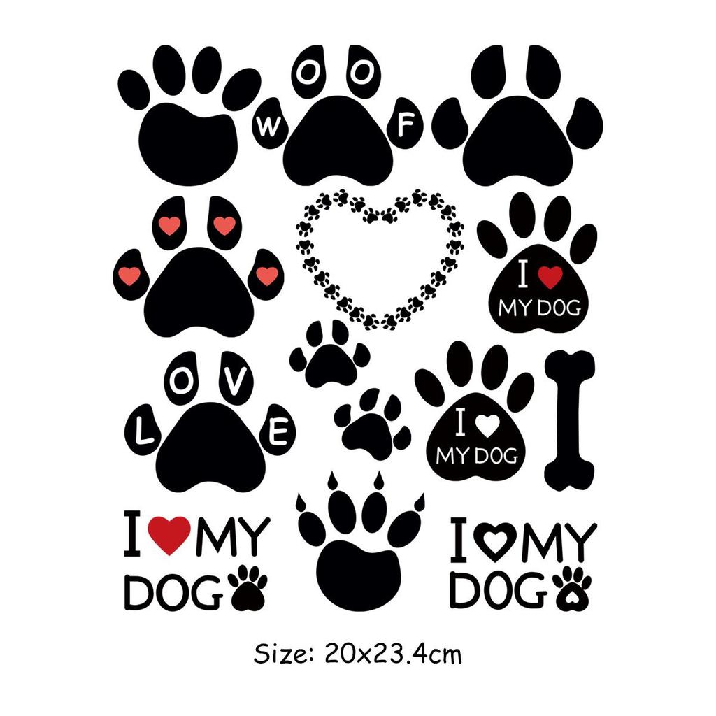 Vinile Termotrasferibile Amo il Mio Cane Impronte Adesivi per Vestiti Felpe Fai da Te Termopressa Applicato Toppe Abbigliamento Toppe per Magliette