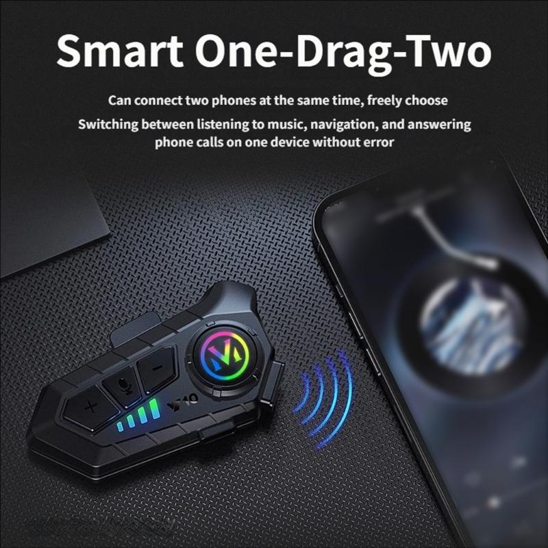 Motorcycle Helmets Communication System Wireless Headset With Noise Cancellation And Phone Connection