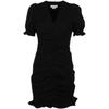 Black v-neck bubble sleeve dress women's summer niche unique design high-end fishtail skirt style
