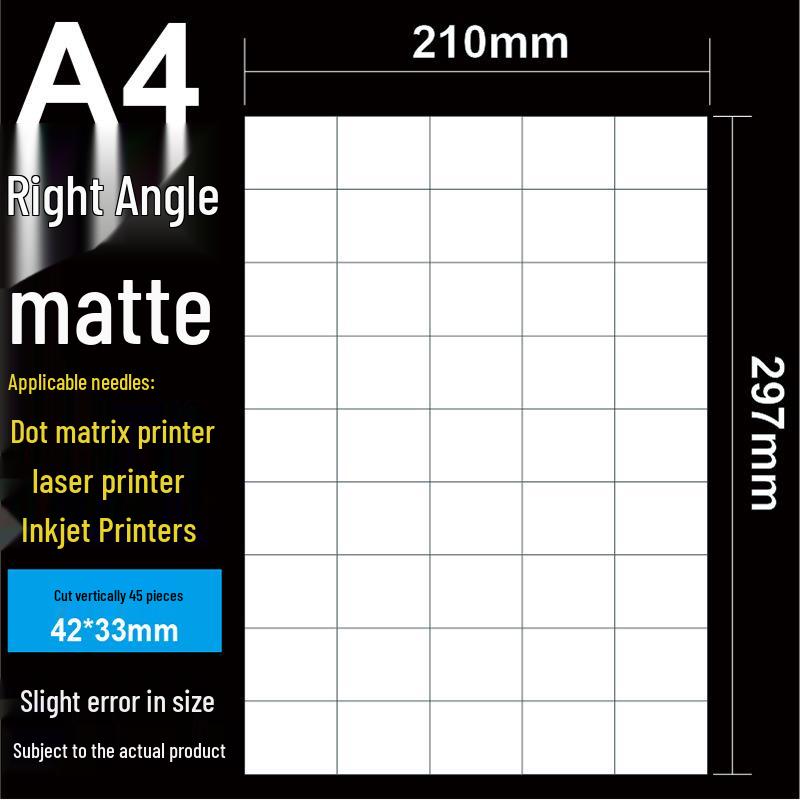 A4 Matte Self-Adhesive Printing Paper - 100 Sheets