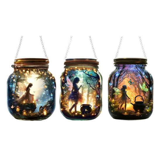 Fairy Hanging Decoration 2D Flat Fairy Forest Acrylic Ornament Wishing Bottle Shape Decoration for Indoor Outdoor Window Door