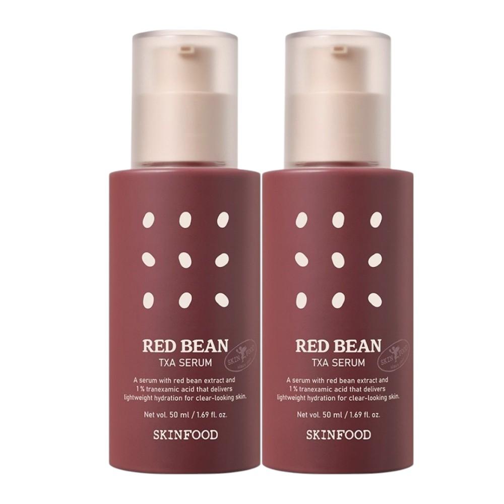 SKINFOOD Red Bean Tranexamic Acid Serum 50ml x 2-Pack - Brightening & Pore-Refining Serum - Radiant Korean Skincare Bundle