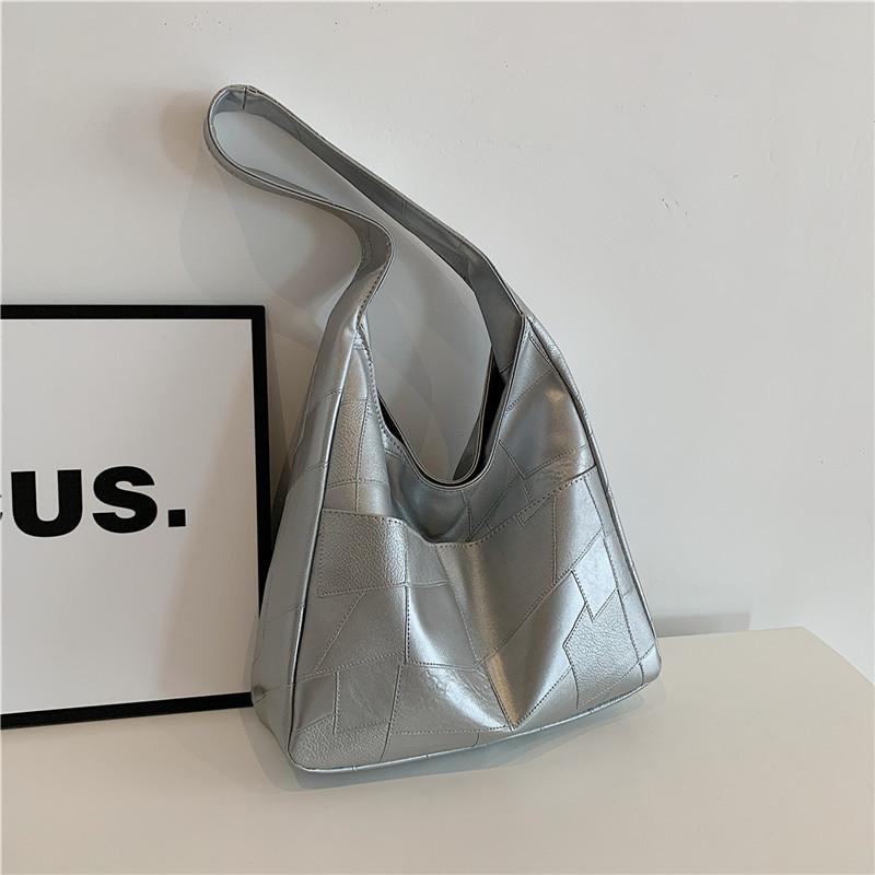 Stylish Large Capacity Korean Style Womens Shoulder Tote Bag In Black Brown Silver And Cream