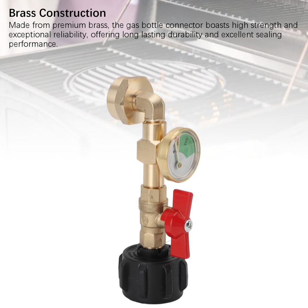 Gas Refill Adapter with Valve and Gauge Brass Gas Bottle Connector Fill 1 Pound Bottles From 20lb Tank Fits for QCC1 C3H8 Tank