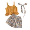 Children's Yellow Suspender Two-piece Summer Girls' Suspender Tops Floral Shorts Children's Summer Clothes
