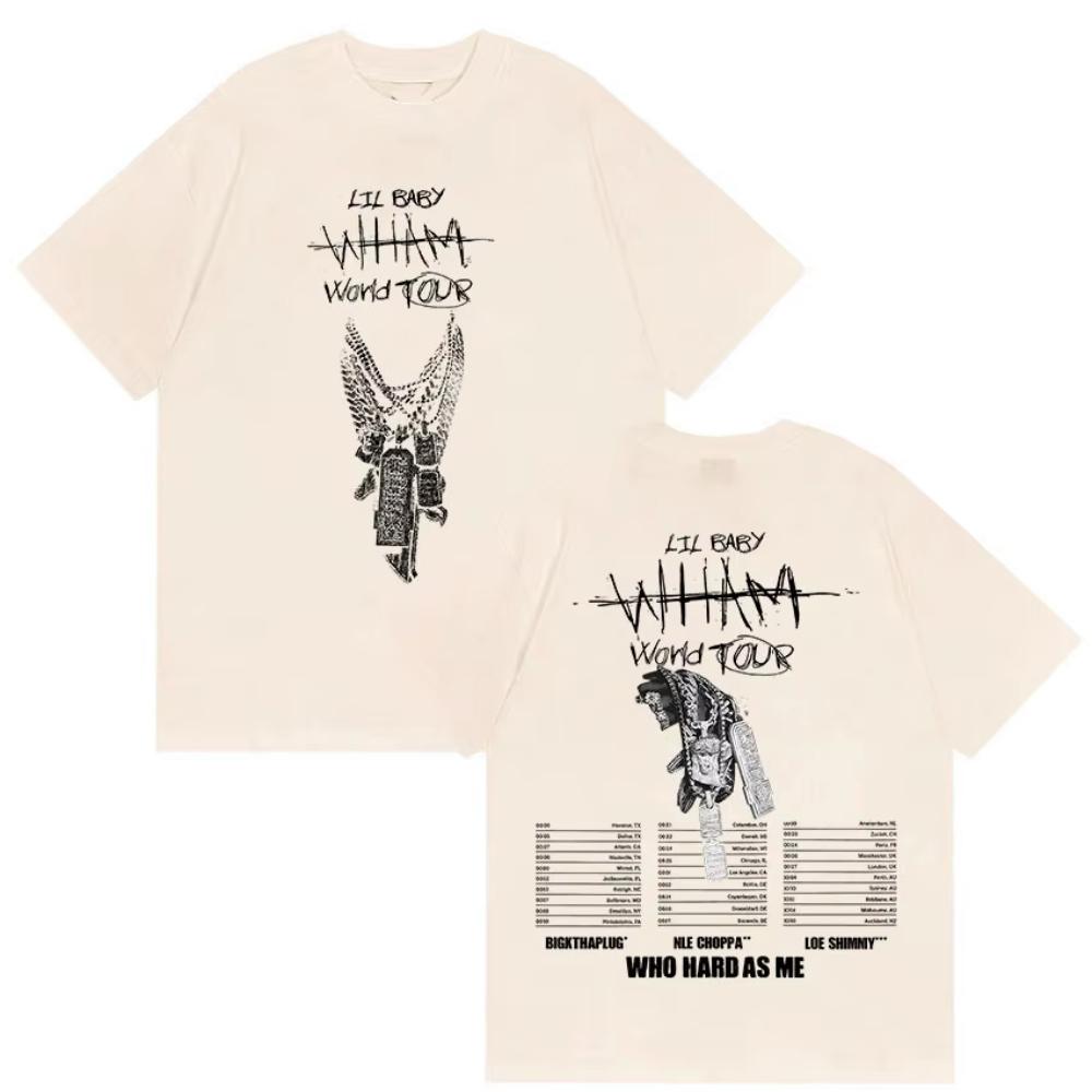 Rapper Lil Baby Wham World Tour 2025 Print T-Shirts Herren Gothic Hip Hop Punk Kleidung T-Shirt Damen Retro Übergroßes Baumwoll-T-Shirt