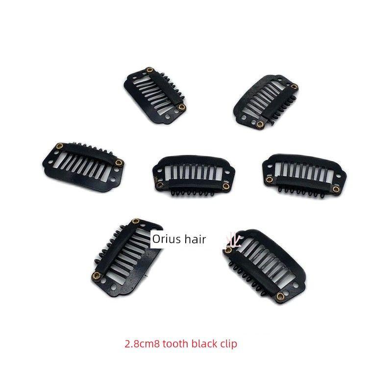 

2.8cm BB8 Tooth Carbon Steel Metal Clip for Wig Making Straight Tooth Wig Comb Black Brown Hair Clips Hair Accessories Black 10 Pack