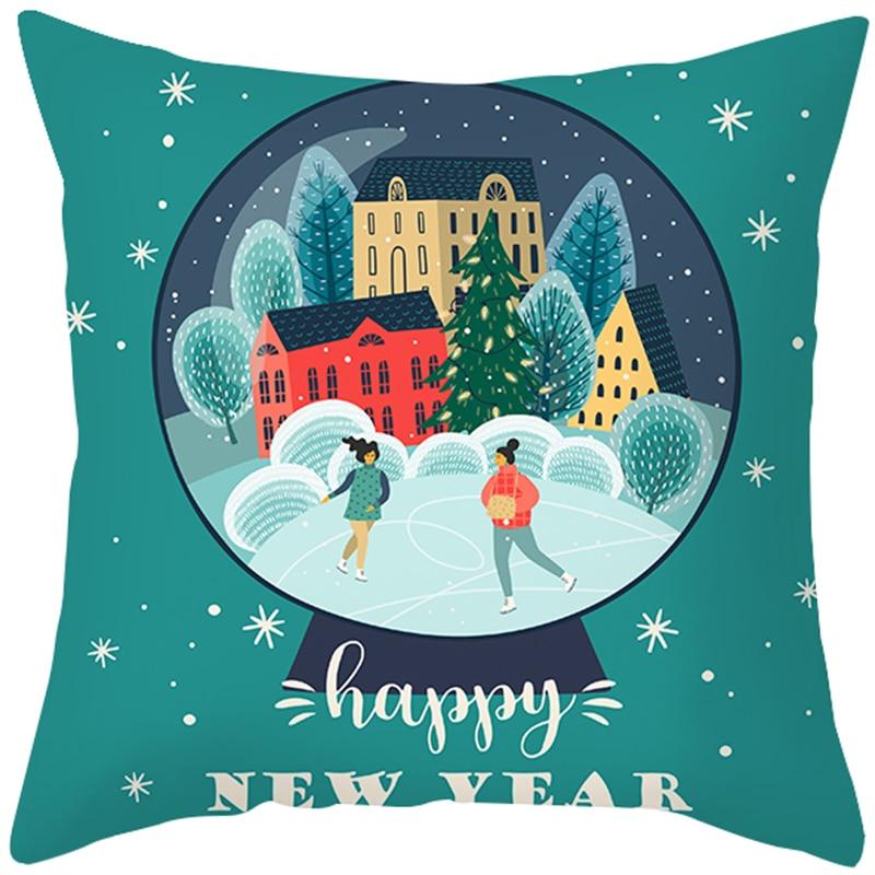Santa Claus Snowman Schihe Tree Town Christmas Decoration Pillow Set bedroom Sofa restaurant car pillow sleeve  pillow case