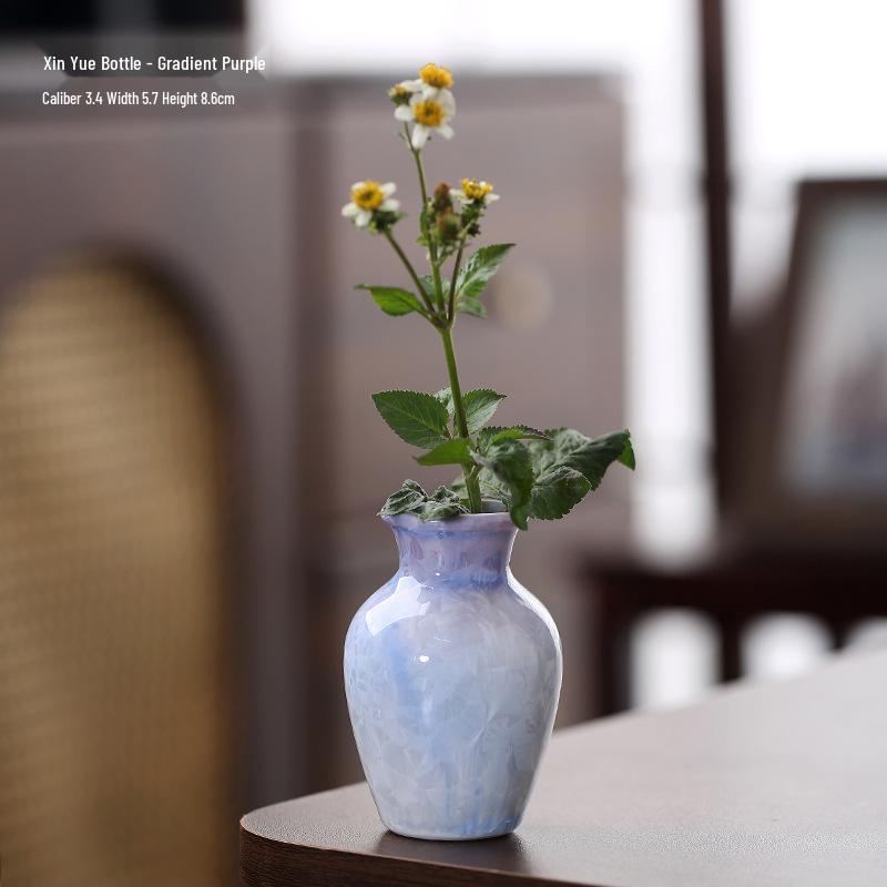 Crystalline Glaze Mini Ceramic Vase - Creative Home Desktop Ornament for Flowers