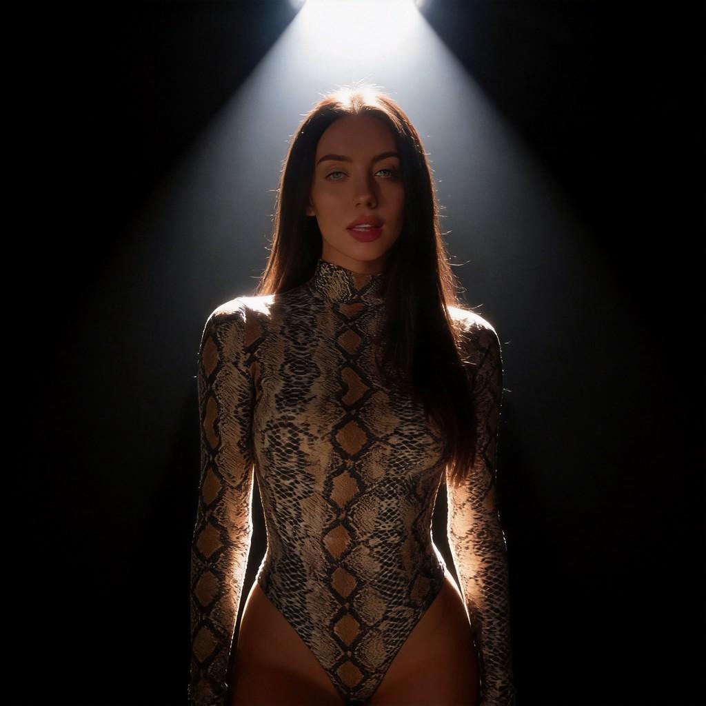 Body Streetwear con Stampa Serpente ad Alta Elasticità per la Moda Autunnale