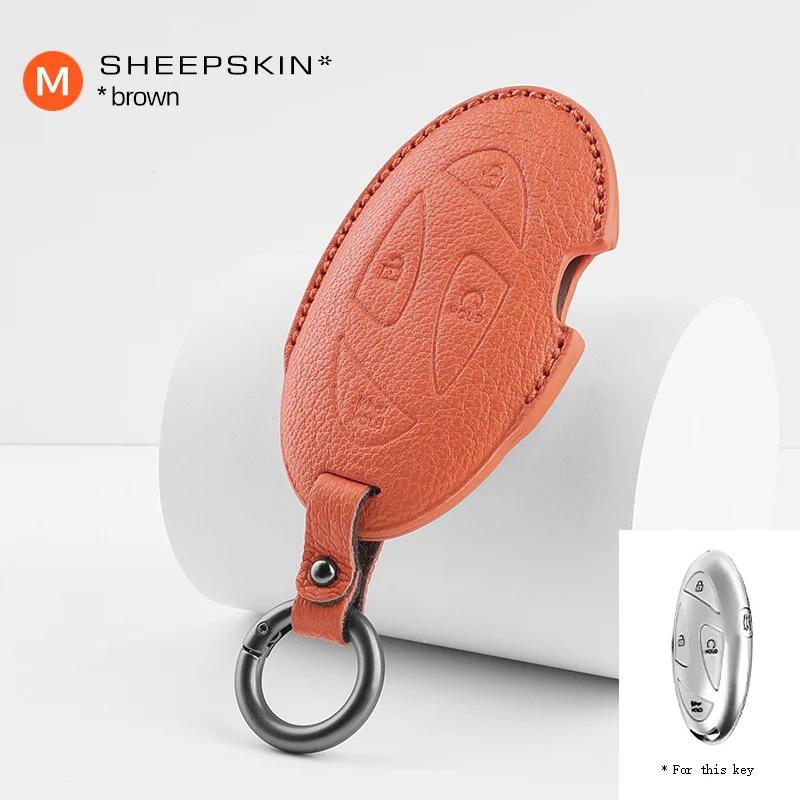 

5buttons car Remote key case cover f For Hyundai Grandeur GN7 Kona Ev 2023 lonic Key Fob Shell Keychain New goatskin Accessories