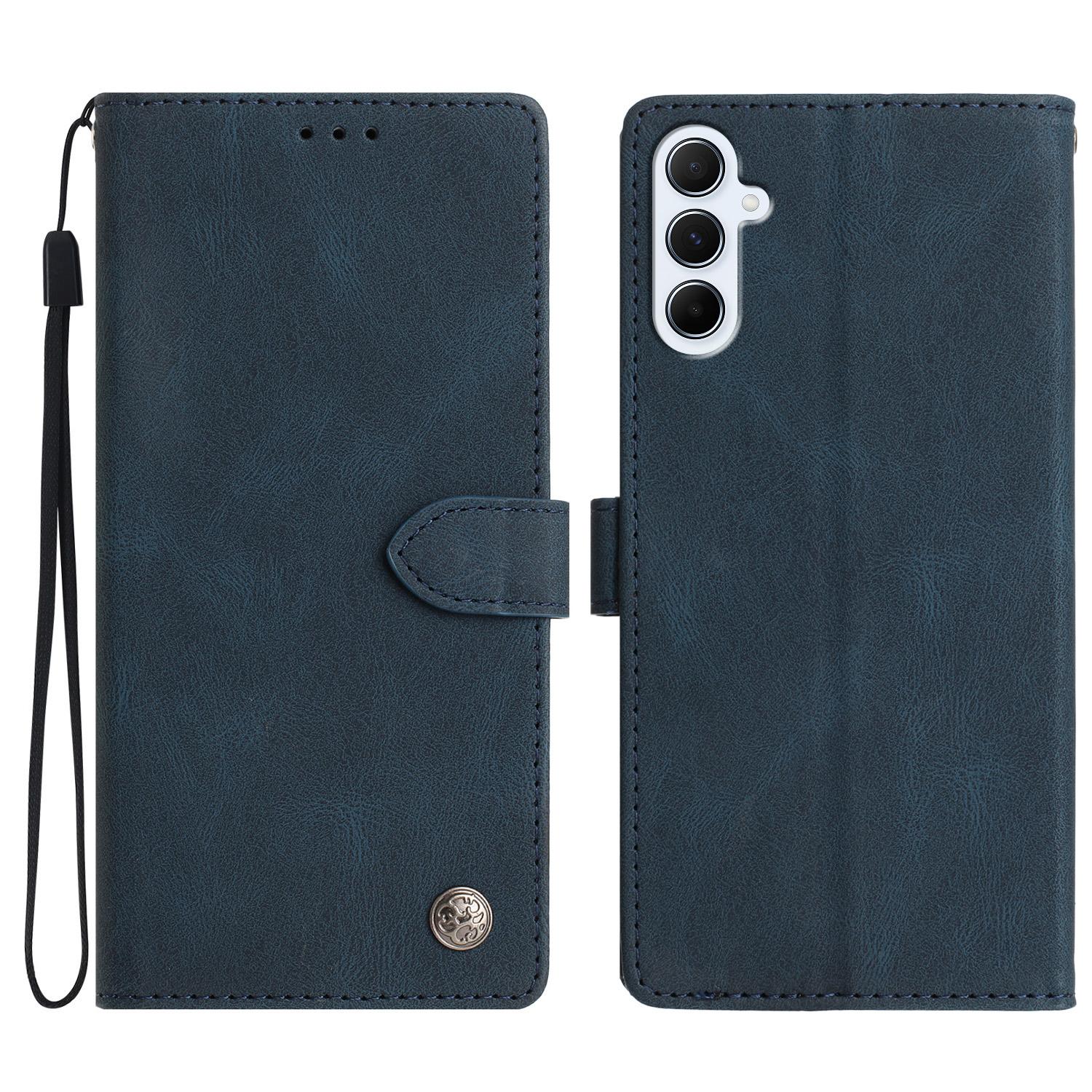 

For Samsung Galaxy A56 5G Leather Case Solid Color Phone Wallet Cover Blue