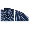 Men's High-Grade 4-Way Stretch Digital Print Striped Long Sleeve Shirt, Turn-down Collar Men Shirt Wholesale