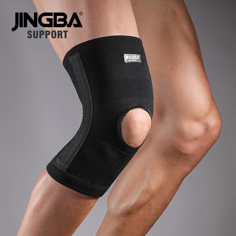 JINGBA Manufacturer Elastic Sports Knee Pad with Side Springs Volleyball Outdoor Knee Support Brace Running Knee Protector M