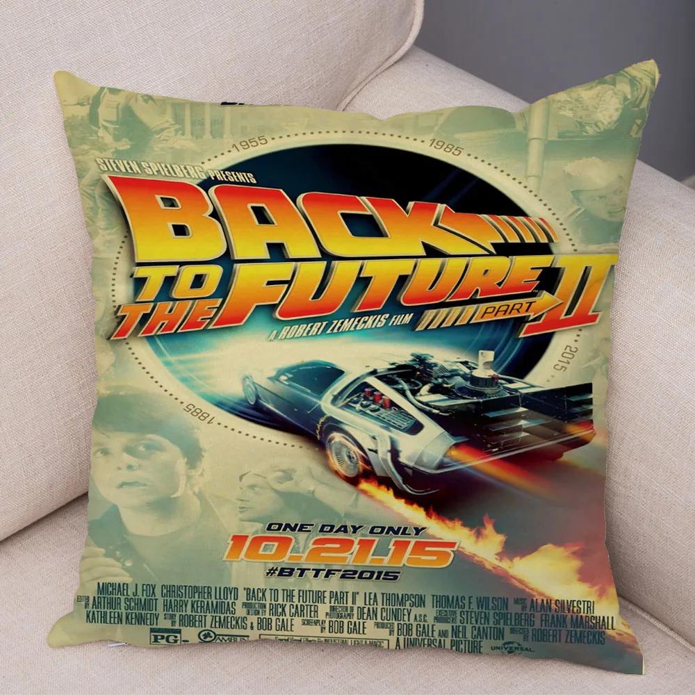 Cartoon Klassiker Film Kissenbezug Deko Zurück in die Zukunft Kissenbezug Superweicher Plüsch Kissenbezug für Sofa Zuhause Auto 45x45cm
