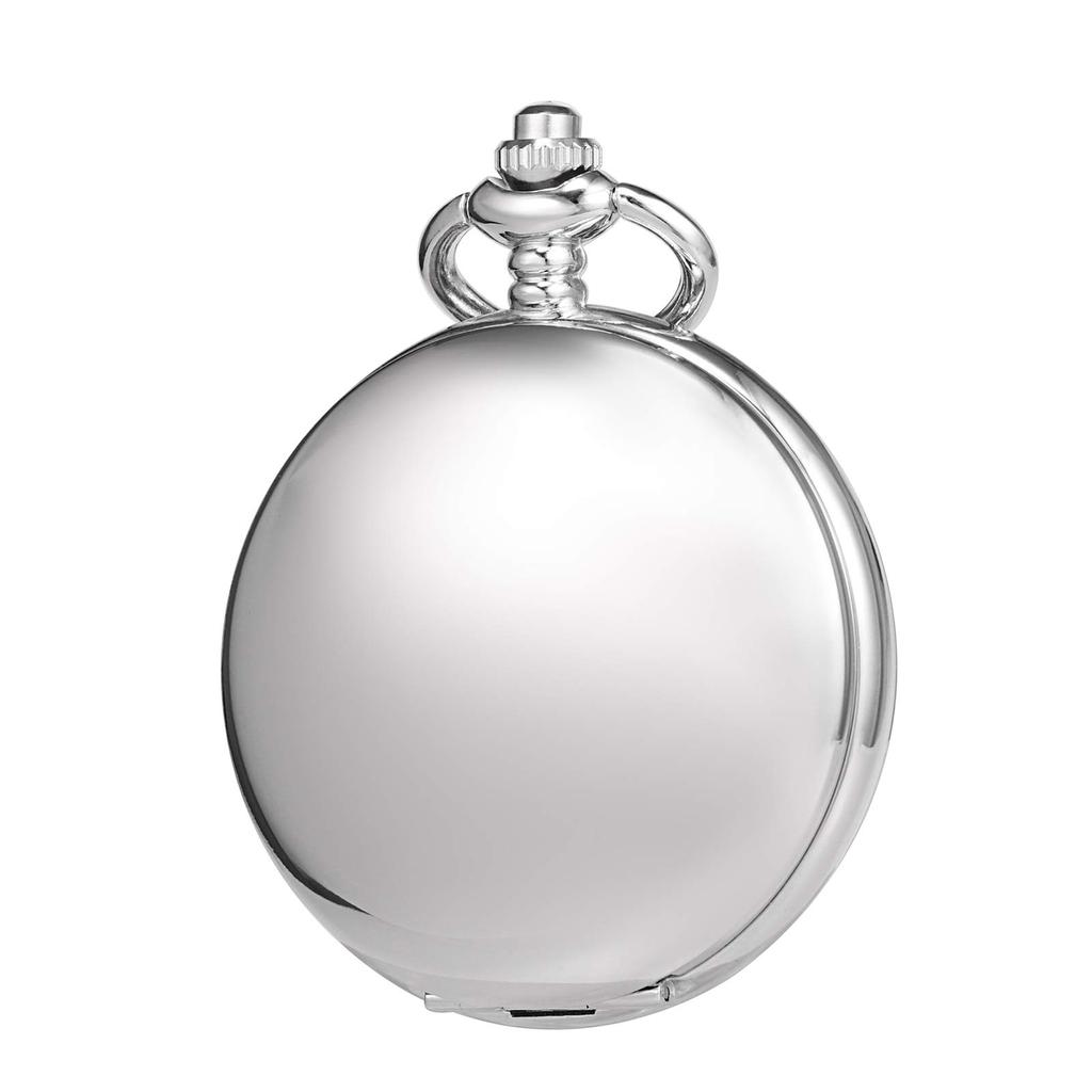 TREEWETO Mechanical Pocket Watch Antique Golden Dial Skeleton Roman Numerals Silver Double Hunter with Chain Lid