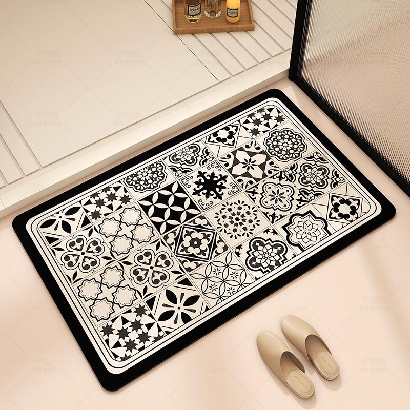 Bathroom Absorbent Floor Mat, Diatom Mud Quick-drying Mat, Toilet Door Carpet, Toilet Anti-skid and Anti-drop Foot Mat