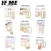 IF ME Retro Butterfly Tassel Pearl Earrings Set Elegant Gold Earring Women Fashion Jewelry Accessories