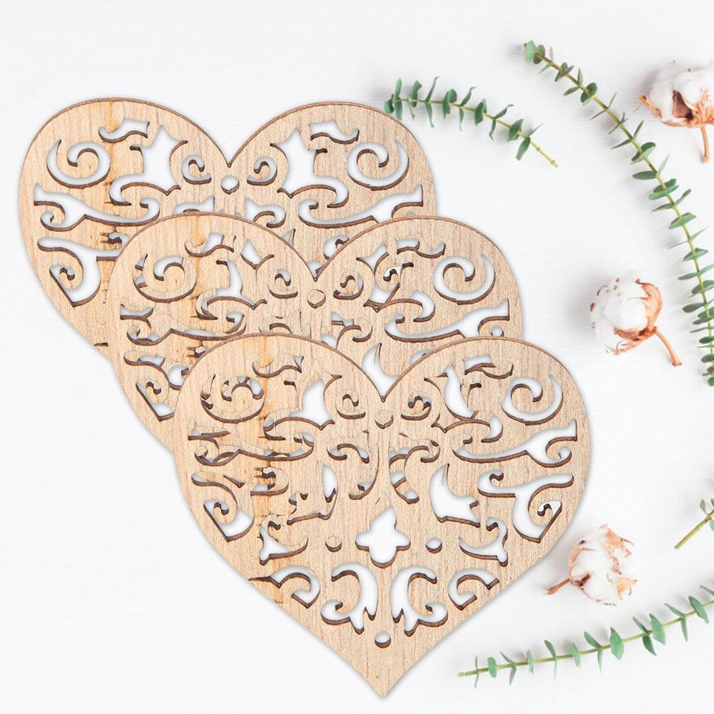 10pcs Hollow Love Hearts Shape Wooden Art Craft Decoration for Home Wedding