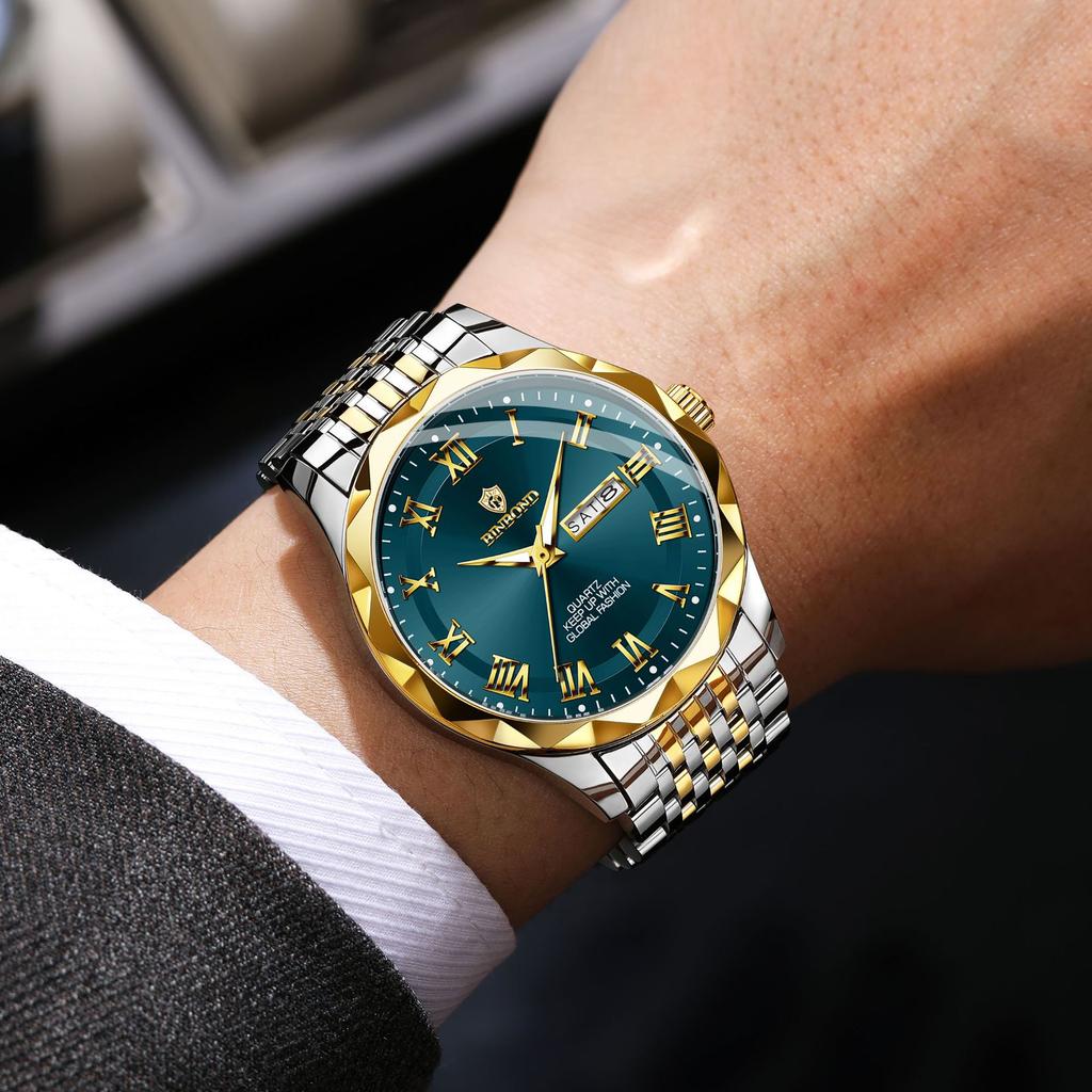 BINBOND Luxury Quartz Wristwatches Luminous Waterproof Auto Men's Watch Business Sport Fashion Casual Watch for Men Reloj+Box