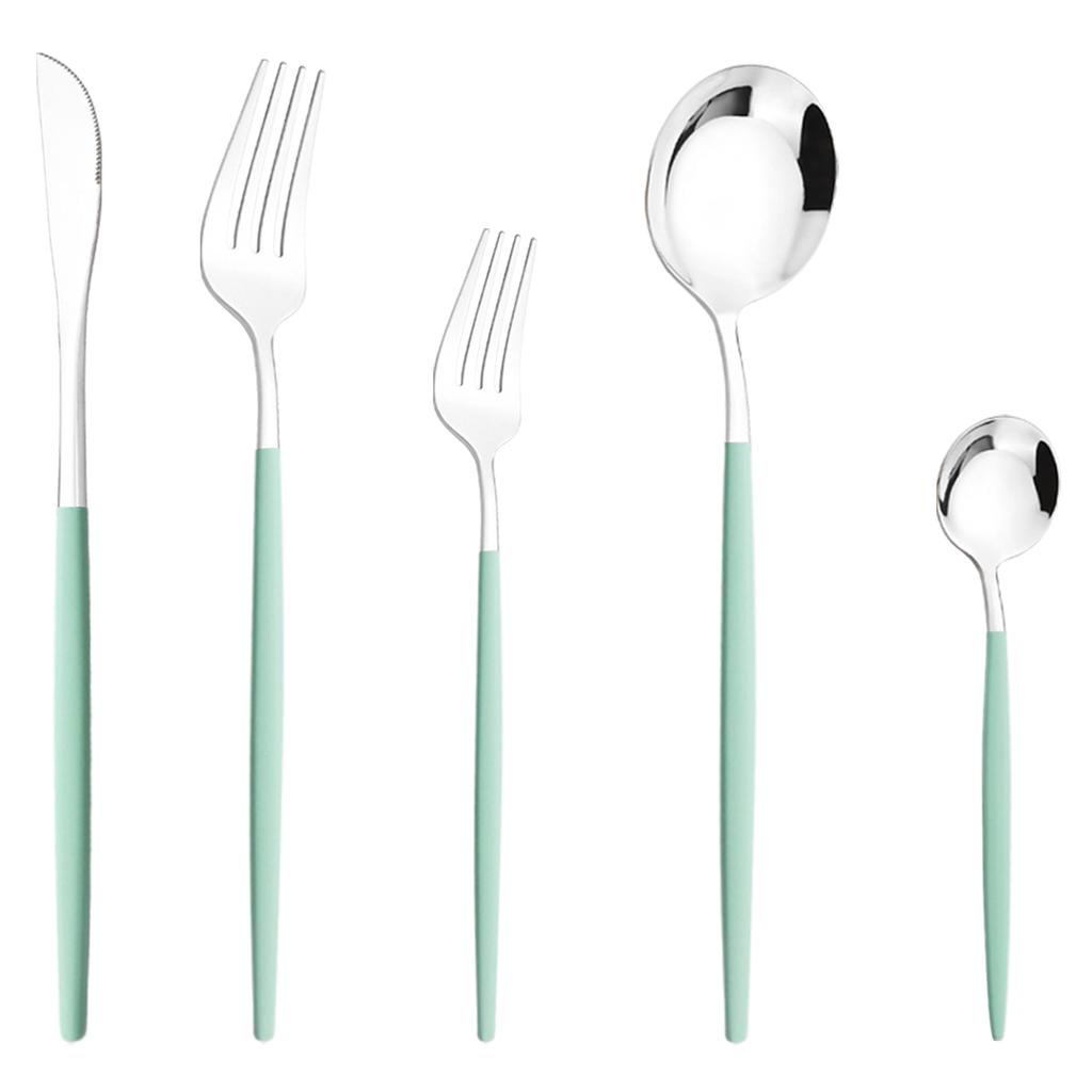 5Pcs Gold Dinnerware Set Stainless Steel Tableware Knife Dessert Fork Coffee Spoon Cutlery Flatware Western Kiechen Silverware