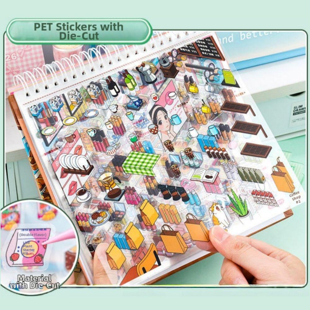 Shop Scene Sticker Book 10 Scenes 33 Sheets Miniature Scene Sticker Scenery Stickers  Children Toy