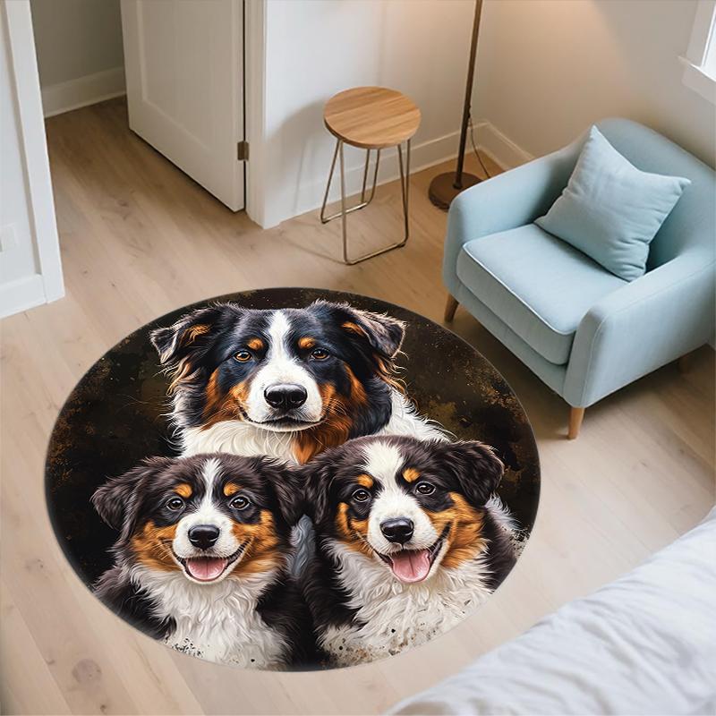 Bernese Mountain Dog pattern round rug, Carpet Rug for Living Room Bedroom Sofa Playroom Decor, Non-slip Floor Mat, Holiday Gifts and Birthday Gifts