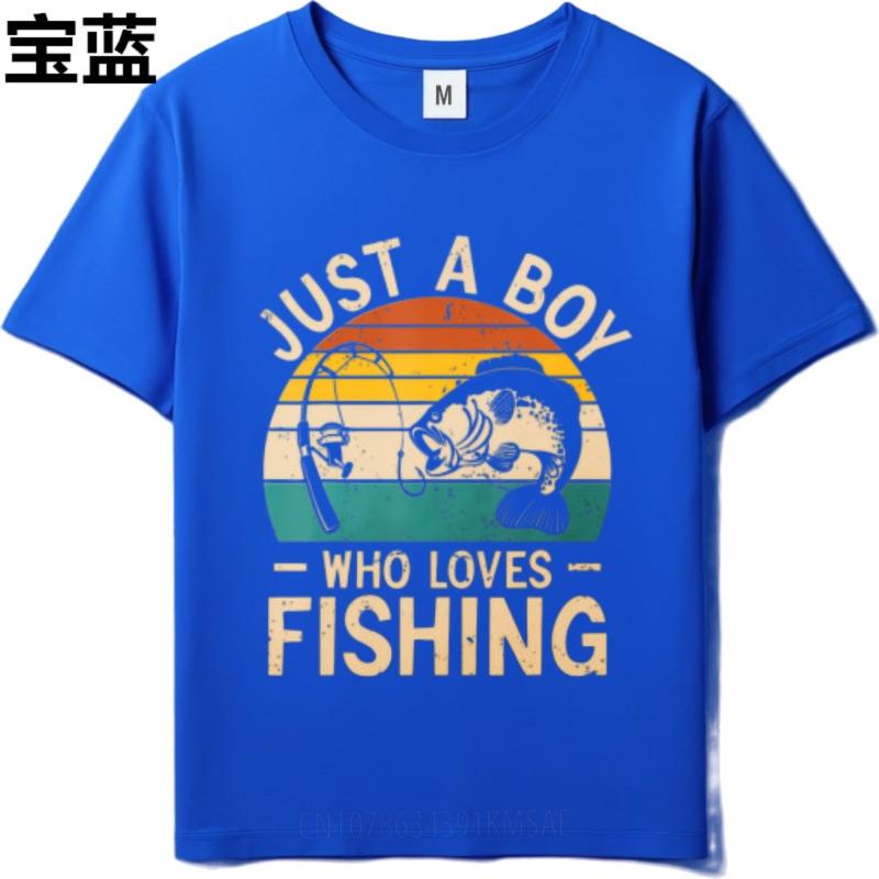 Travel Teeshirt Boys Summer Tshirt Vintage Just A Boy Who Loves Fishing Minimalist For Him Teeshirt Comfort Tshirt Travel