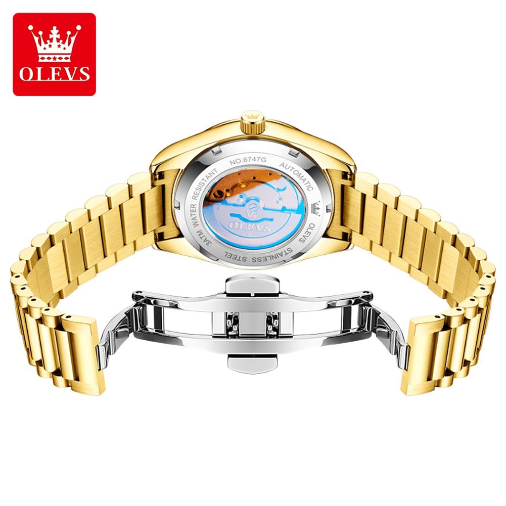 OLEVS Business Automatic Mechanical Men's Watch Stainless Steel Luminous Calendar Week Waterproof Wristwatch Relgio Masculino