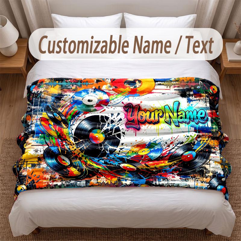 Decorative Artwork Theme Soft Blanket Personalized Custom Name Text Print Warm Blanket Home Sofa Bedroom Decor