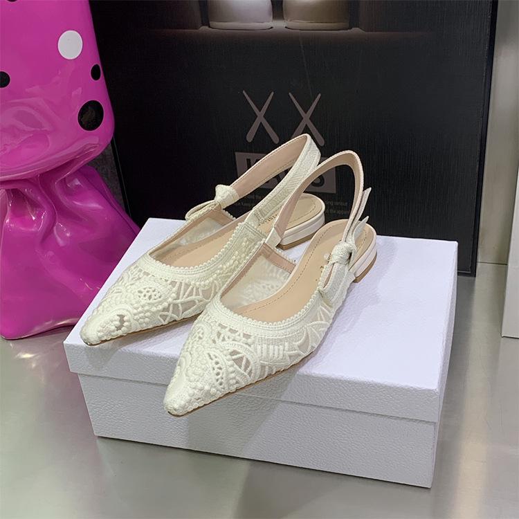 Jarní/Letní Krajkové Síťované Svatební Boty na Vysokém a Koťátkovém Podpatku pro Ženy - Špičaté a Jehlové Sandály