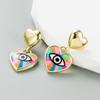 Kobiety Kreatywne Geometryczne Kolczyki Miłości Stop Galwanizowany Kolorowy Kolczyki z Kroplami Oleju Małe Wszechstronne Kolczyki