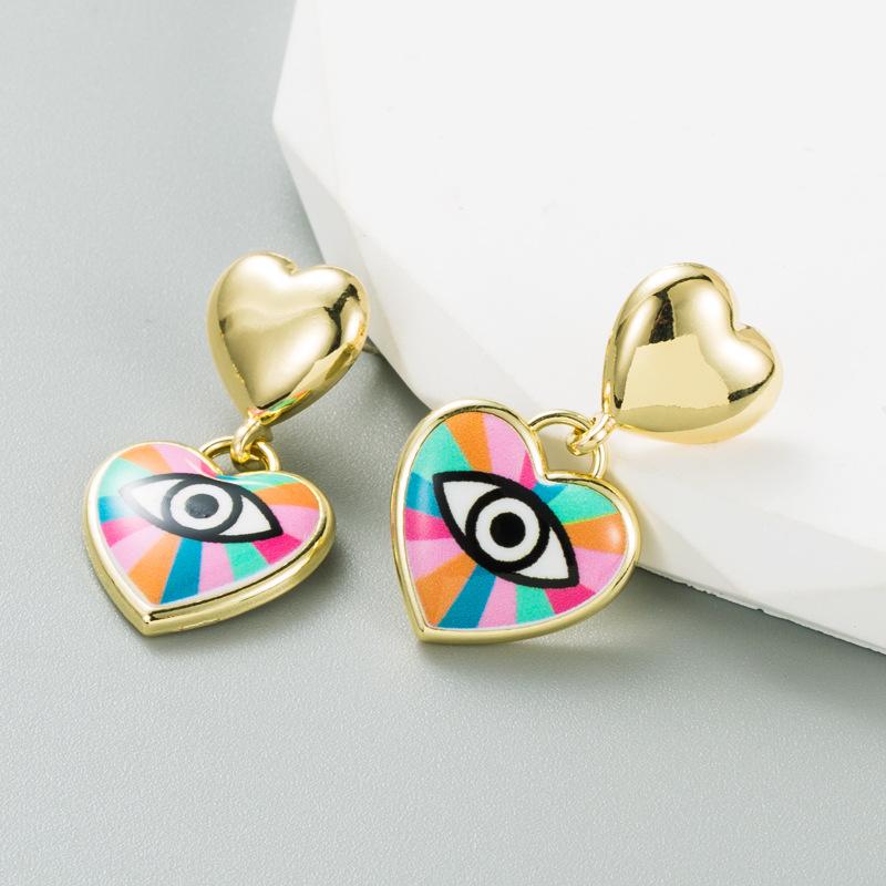 Cercei de dragoste geometrici creativi pentru femei, din aliaj, galvanizati, colorati, cu picături de ulei, cercei mici, versatili