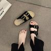 Slippers Women's Summer Outer Wear New Thick-soled Soft-soled Beach One-word Sandals Retro Boken Shoes Breathable and Non-slip