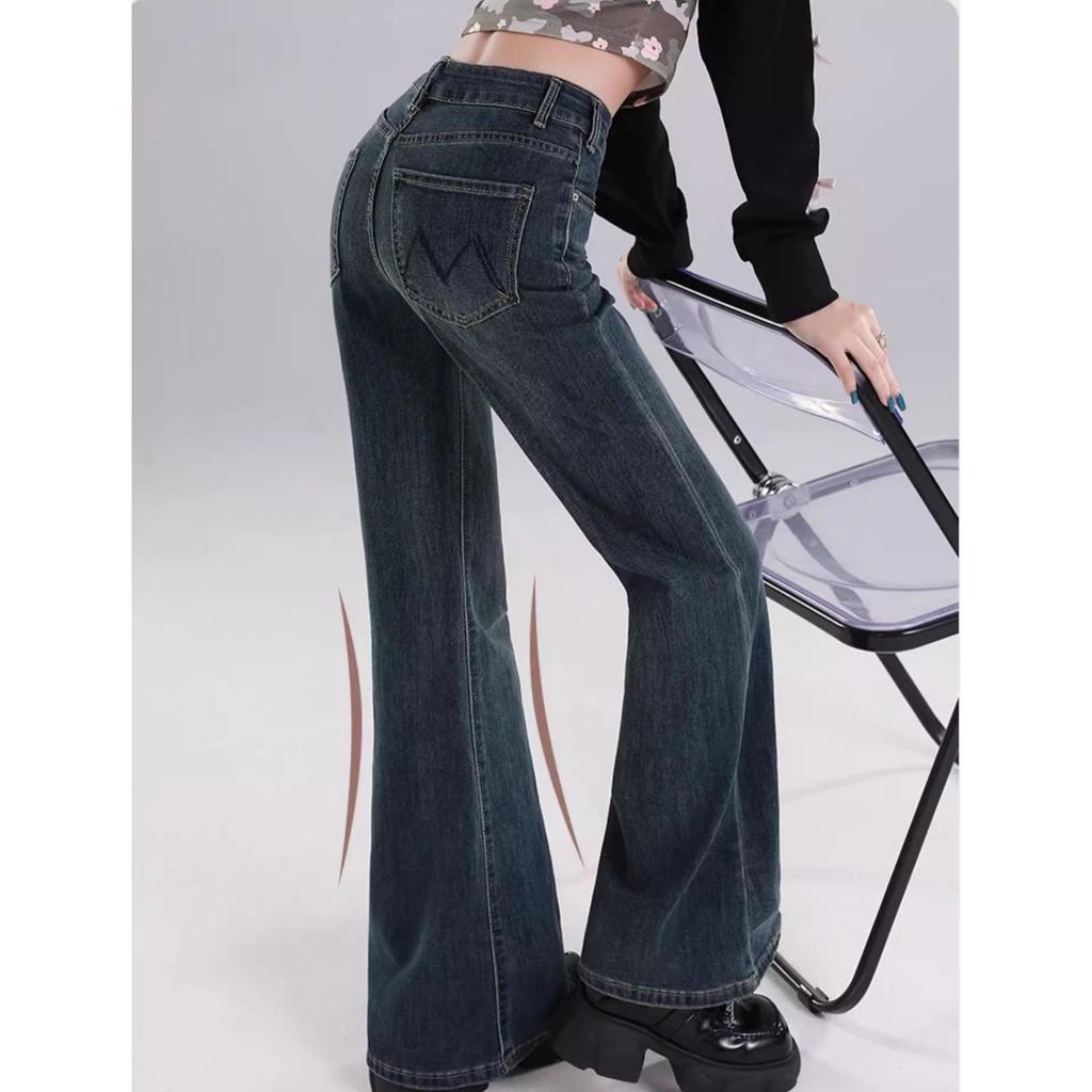 Design-Sense Retro High-Waist Schlagjeans Übergröße für Damen - Nicht klebend, Figurschmeichelnd, Hüftbedeckend Herbst/Winter Stil