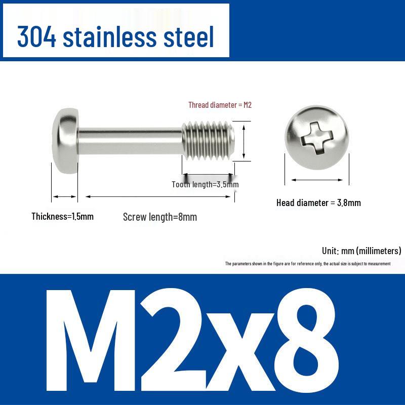 Yigu 304 Stainless Steel Phillips Round Head Captive Screws - M2/M3/M4 Half Thread Pan Head Machine Screws