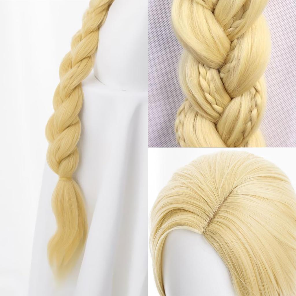 Monoii Rapunzel Wig with Wig Net, Cosplay, Halloween, Princess, Long Blonde Wig