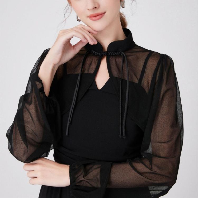 Long Sleeve Shawl Collar for Women Breathable Tulle for Camisole Dress