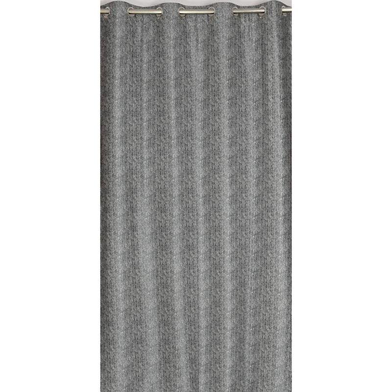 Set of 2 Piece Heavy Quality Polyester Texture Design Black Color Eyelet Window Curtains