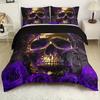 3pcs Purple Skull 3D Printed Bedding Set Luxury Soft Duvet Cover King Queen Twin Single Size Birthday Gift for Boy Bedroom Decor