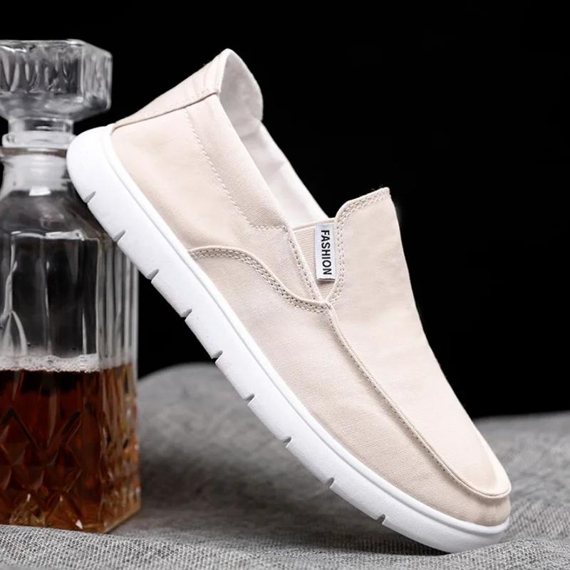 XIHAHA New Fashion Summer Man Canvas Shoes Breathable Lightweight Comfortable Men Shoe Casual Lazy Flat Cloth Male Shoes