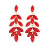 Geometric Alloy Drop Earrings With Leaf Design For Wedding And Bridal Celebrations