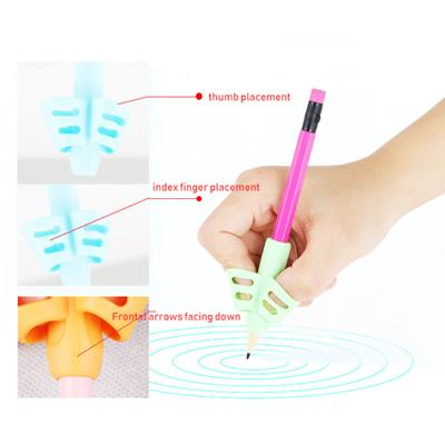 Ferramenta de correção de escrita infantil 3 peças/conjunto Conjunto de canetas de silicone de três dedos Artigos de papelaria para estudantes Ferramenta de escrita Dispositivo de prática de caneta para bebês