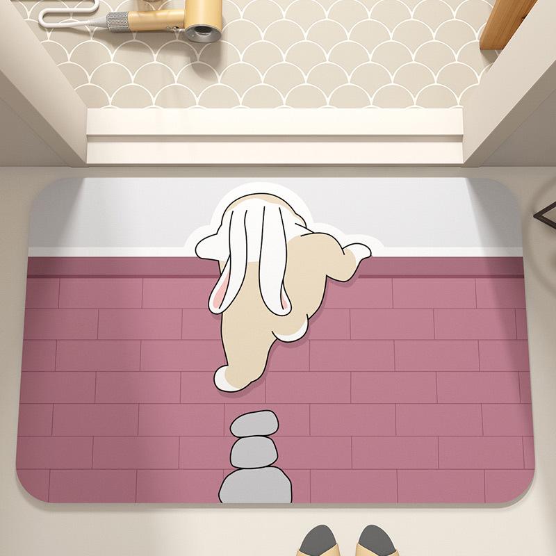 Cartoon Pet Non-slip Diatom Mud Bathroom Floor Mat - Cuttable, Washable, Thickened Foot Pad