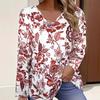 Spring Autumn Fashion Comfortable Soft V-neck Long Sleeve T-shirt Creative Geometric Figure Loose Casual Women Versatile 3D Printed T-shirt