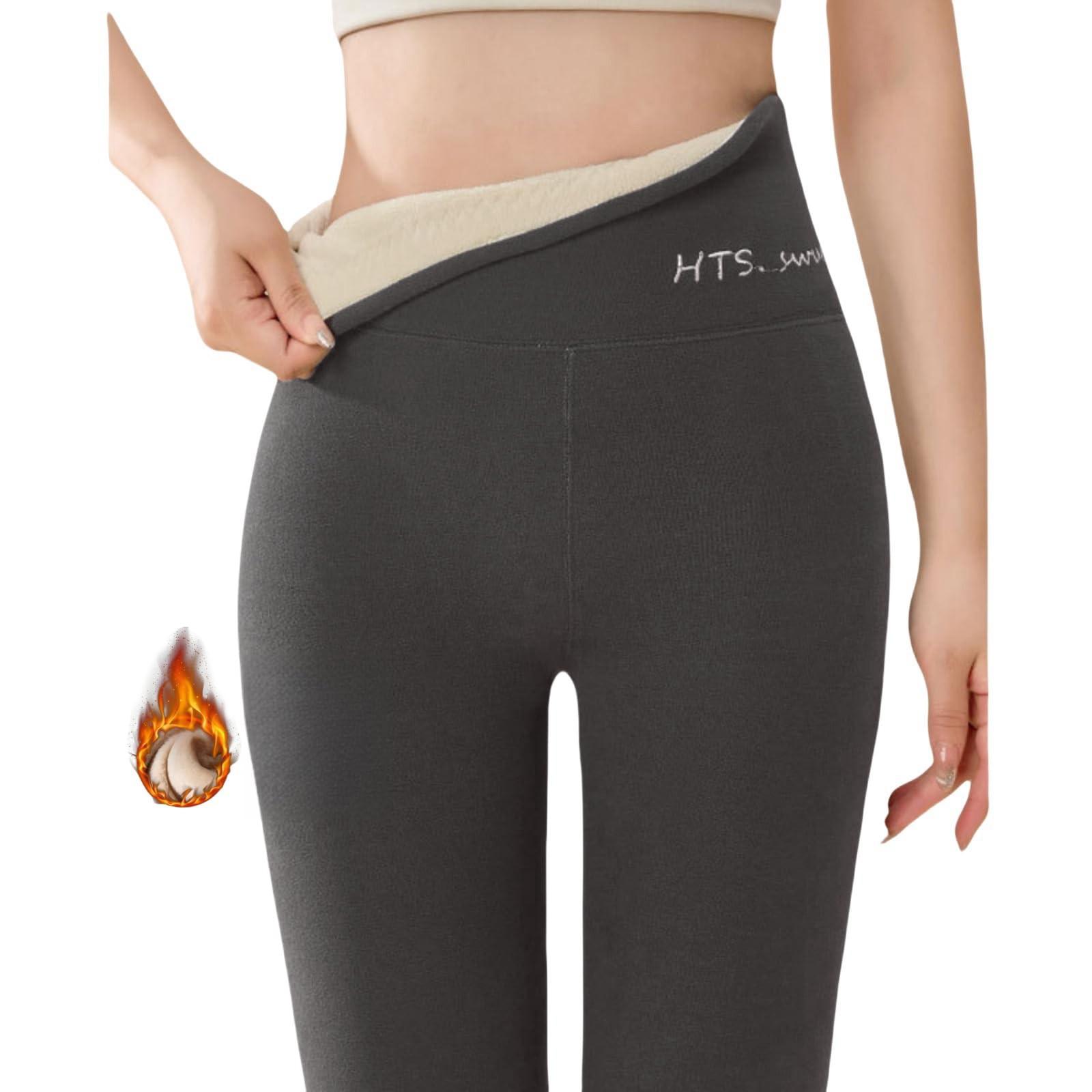 

Women s High Waist Casual Pants Color Thermal Leggings Winter Long Trousers Plush Running L