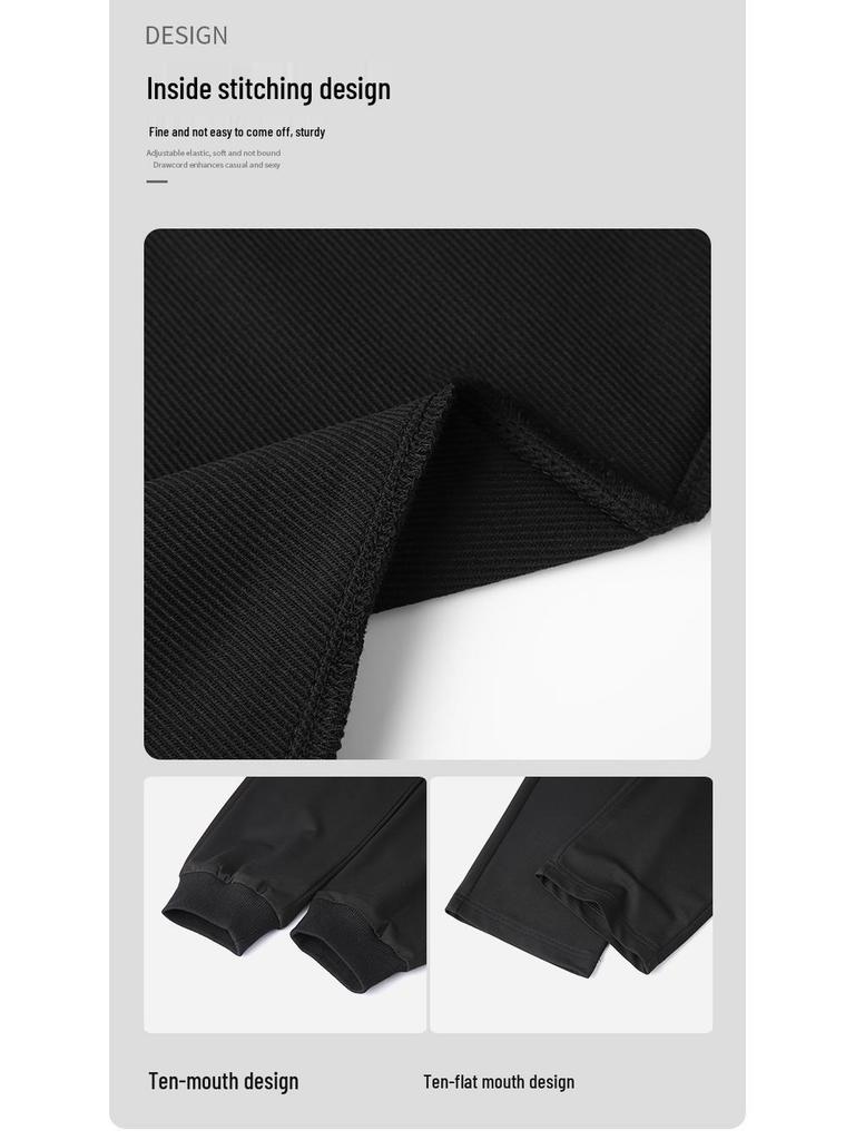 Men's European Size Casual Sports Sweatpants - Solid Color, Drawstring, Autumn/Winter Fitness & Running