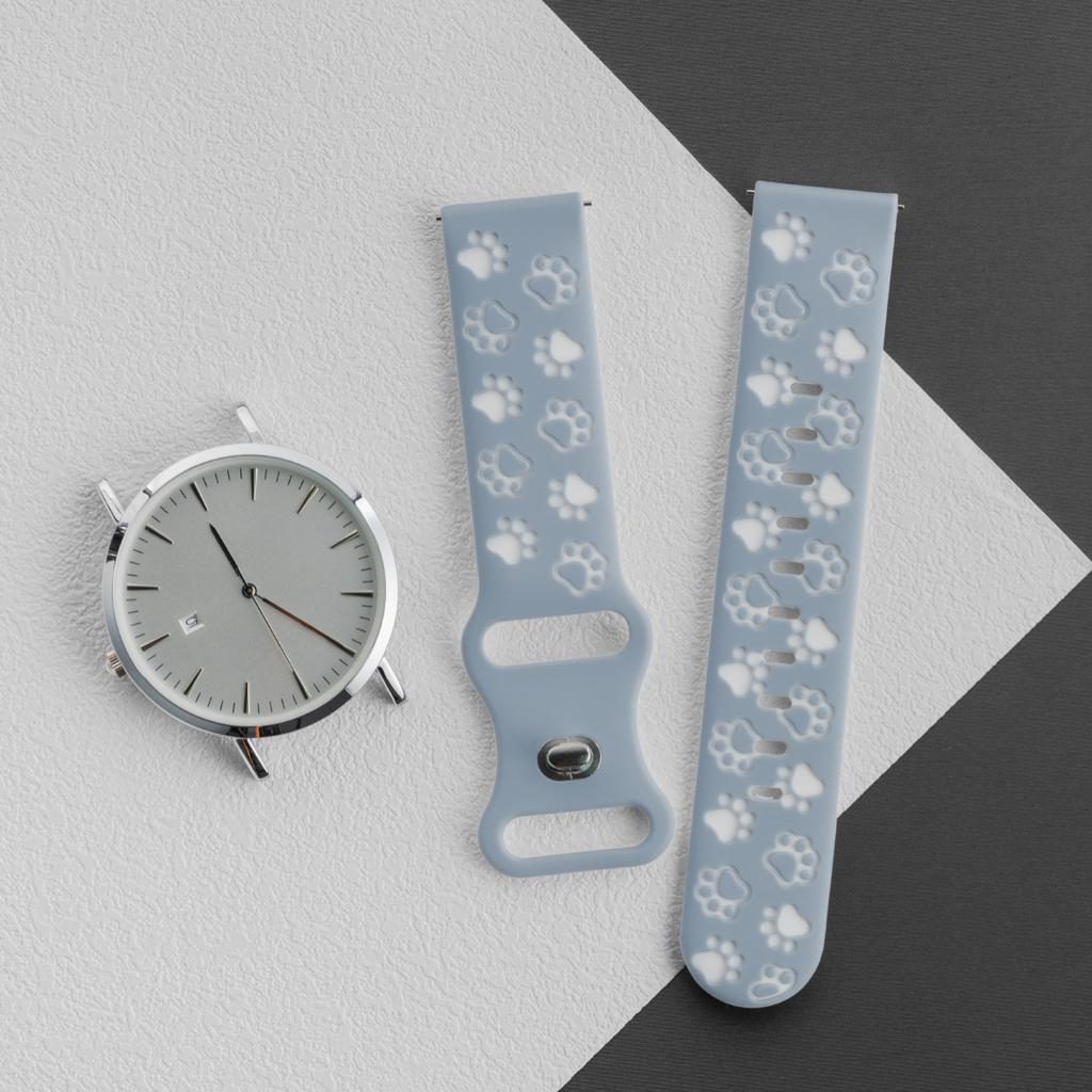 20mm Two-tones Silicone Strap for Samsung Galaxy 7/6/5/4 5pro 4/6classic Soft Sports Band for Huawei GT3/2 42MM Cat Paw Pattern