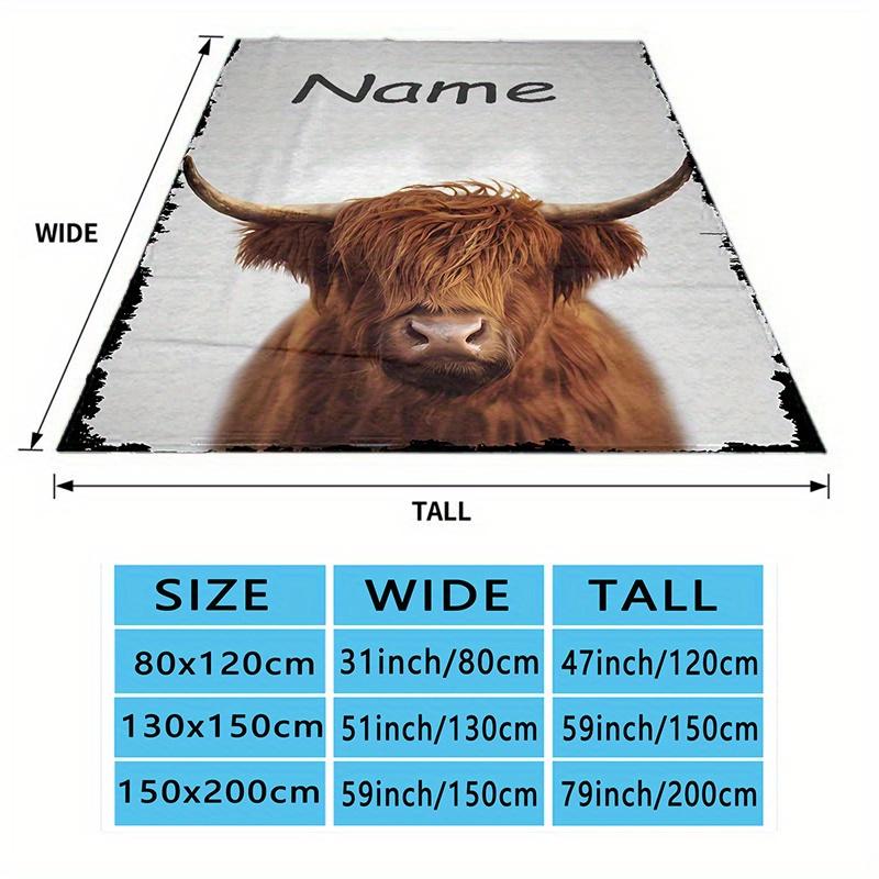 Custom Highland Cow Blanket Personalized Name Scottish Cattle Fleece Throw All Season Soft Warm Bedding Farmhouse Decor Gift